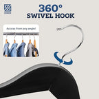 ZOBER Black Wooden Hangers - Heavy Duty, Non Slip Wood Hangers for Coats, Jackets, Suits, & Pants - Coat Hangers for Closet W/Bar and Notches 20 Pack - Image 5