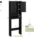 Over The Toilet Storage Cabinet for Bathroom, Black Bathroom Storage Over Toilet, Space Saver W/Adjustable Shelf and Open Shelf, Black - Image 2
