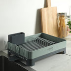 Gibson Home Nestcraft Full Size Rust Resistant Dish Rack with Drain Board and Flatware Caddy - Green - Image 3