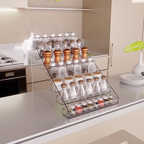 Tiered Spice Rack Acrylic, 7 Tier Clear Spice Rack Organizer for Cabinet, Vertical Spice Rack Shelf Durable Kitchen Seasoning Organizer for Countertop, Cabinet, Pantry, Kitchen Storage (7 Tier) - Image 4