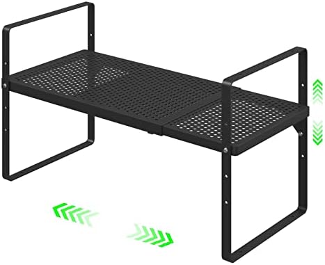 Expandable Storage Shelf, Stackable Organizer Rack, Black Small 1 PK by SOFRON