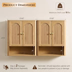 Bathroom Fluted Arched Wall Cabinet Set 2, 23.6''W Medicine Cabinet,Natural - Image 2