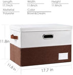 PRANDOM Foldable Storage Bins with Lids [3-Pack] Fabric Collapsible Storage Boxes Baskets Cubes Containers with Handles for Closet Living Room Bedroom (Brown & White 17.7x11.8x11.8'') - Image 5