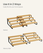 SONGMICS Display Risers, Set of 2 Engineered Wood Perfume Organizer Stand, 4-Tier Cupcake Stand Holder, Spice Rack, Shelf Risers for Figures, Dessert Shelves, Natural Beige and Ink Black UKCS216N01 - Image 4