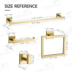TQKAG Brushed Gold Bathroom Hardware Accessories Set 10 Pieces, 23.6" SUS304 Stainless Steel Towel Bar Set Wall Mounted Includes Single Towel Bar, Towel Ring, Toilet Paper Holder, Double Towel Hooks - Image 6