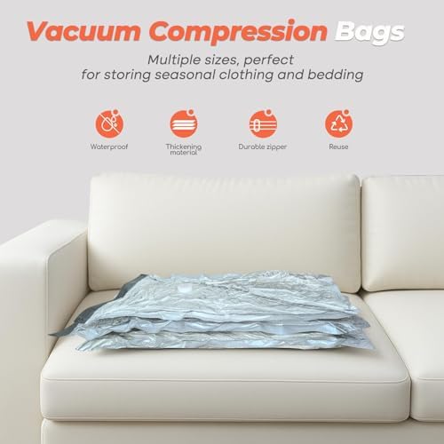 Vacbird 10 Pack 29" Vacuum Bags for Storage - Pump Not Included, Compression Packing Seal for Clothing Blanket Pillows Suitcase Luggage Travel, Compact & Airtight - Image 6