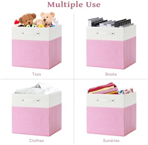 FinishingBo 13x13x13 Storage Cube Bins 4 Pack, Cube Shelf Baskets - Image 5