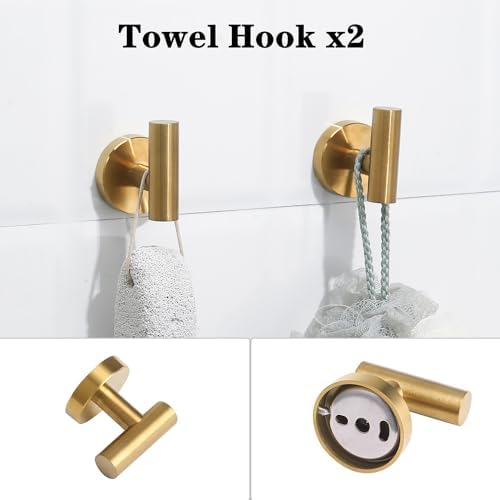Brushed Gold Bathroom Hardware Accessories Set 5 Piece, Stainless Steel Bath Towel Bar Set 24 Inch,Toilet Paper Holder,Towel Ring Holder,Towel Rack Set,Gold Bathroom Accessories Kit - Image 6