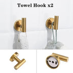Brushed Gold Bathroom Hardware Accessories Set 5 Piece, Stainless Steel Bath Towel Bar Set 24 Inch,Toilet Paper Holder,Towel Ring Holder,Towel Rack Set,Gold Bathroom Accessories Kit - Image 6