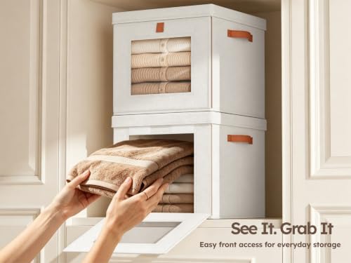 Homsorout Cube Storage Bins with Lids - Front Opening, Clear Window, 4 Pack - Image 4