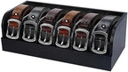 GTI Belt Organizer, 6 Compartments Belt Organizer for Closet and Drawer, Bamboo Display Case for Tie and Belt, Belt Storage Organizer for Men Women (Black) by GTI