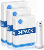 24 Pack Travel Vacuum Storage Bags with Rechargeable Cordless Pump, 3 Sizes by ZOZOO