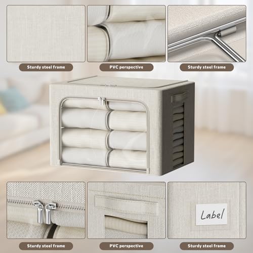 FHSQX 6 Pack Clothes Storage Bins,Beige, 15.7x11.8x9.8inch(30L) - Image 3