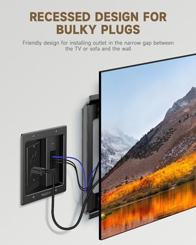 in Wall Cable Management Kit for TV, Recessed Outlet for Low Voltage Cables, TV Cable Hider Wall Kit, Cord Hider for Wall Mount TV, Wall Cable Management Box for Home & Office, Black - Image 3