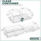 Sorbus Clear Stackable Storage Drawers (3 Pack, 4.4'' Tall and 12.1'' Wide) - Image 3