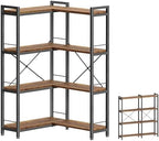 Huuger 4 Tier Bookshelf, L Shaped Corner Bookshelf with 8 Open Shelves, 49.4 Inch Straight Wide Bookcase with Metal Frame and Wooden Board, Adjustable Feet, Rustic Brown by Huuger