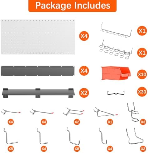 TORACK Metal Pegboard with Peg Board Hooks, Tools Storage Pegboard - Image 4