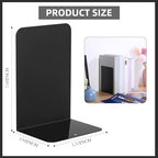 Beeveer 6 Pairs Metal Bookends for Shelves Office Library, Black - Image 2