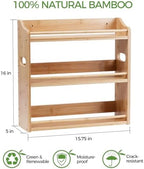 3 Tier Bamboo Spice Rack Organizer for Kitchen Countertop or Wall Mounting - Image 2