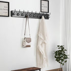 Dseap Coat Rack Wall: 38-1/4" Long, Patented, Heavy-Duty, 10-Double-Hooks Wooden Wall Mounted Coat Rack Coat Hanger Hook Rail for Winter Coats Hat Jacket Clothing, Black - Image 4