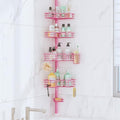 SWTYMIKI Shower Caddy Tension Pole - 4-Tier Corner Shower Organizer, Pink by SwtyMiki-TidyHomeSweetLife