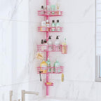 SWTYMIKI Shower Caddy Tension Pole - 4-Tier Corner Shower Organizer, Pink by SwtyMiki-TidyHomeSweetLife