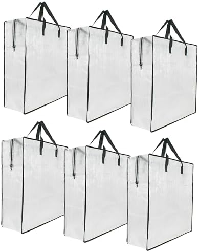 6 Pack Clear Storage Bags with Zipper and Handles, Blanket Bags For Closet Storage, Moving and Packing Supplies for College, Underbed Storage Organizer for Clothes Pillow Bedding Christmas Wreath by GONGKANGYUAN