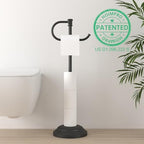 Hoimpro Toilet Paper Holder Stand Free Standing Rolls Storage Matte Black - Image 2