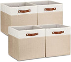 Temary Cube Storage Bins 13 Inch Fabric Storage Cubes Storage Baskets for Shelves Closet Baskets for Cube Storage with Leather Handles, Cloth Organizer Bins for Home by TEMARY