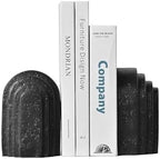 Decorative Bookends for Shelves, Set of 2 Book Ends for Heavy Books, Layered Arch Design Black Bookend by MSUMPTU