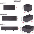 DIOMMELL 12 Pack Foldable Cloth Storage Box Closet Dresser Drawer Organizer Fabric Baskets Bins Containers Divider for Baby Clothes Underwear Bras Socks Lingerie Clothing,Dark Grey 444 - Image 2