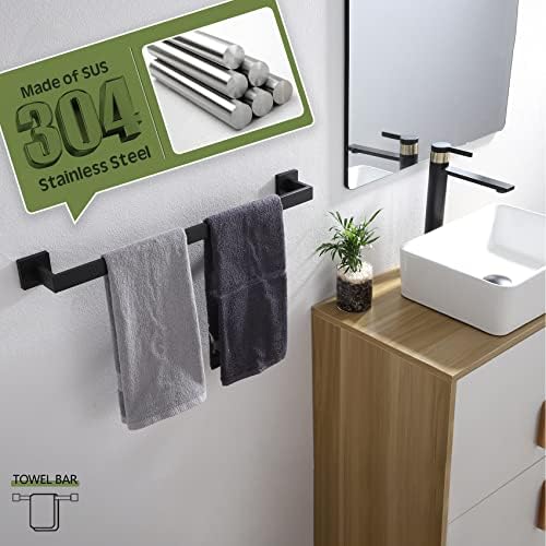 KOKOSIRI 20-Inch Single Towel Bar, Bathroom Kitchen Towel Holder, Wall Mounted SUS304 Stainless Steel Towel Rack, Matte Black, B4003BK-L20 - Image 4