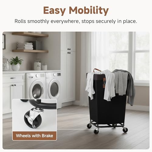 StorageWorks 160L Laundry Basket with Wheels, Rolling Hampers for Clothing - Image 4