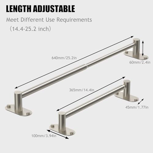 Towel Bar, Adhesive or Drill Wall Mount, Brushed Nickel, 4 Pack - Image 2