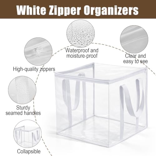8 Pack Clear Zippered Storage Bags with Handles, 12x12x12 Inch Heavy Duty Moving Tote – Durable Plastic Storage Bins for Clothes, Linens, Shoes, Sheets, and Closet Organizer - Image 2