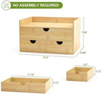 Bamboo Desk Organizer with Drawers, Desktop Storage Box for Office Supplies - Image 3