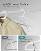 ABHENG 80 Pack Clothes Hangers, Non Slip Plastic Coat Hangers, Space Saving Hangers, Heavy Duty, Hanging Dry Wet Clothes, 16.4" x 8.3", White, UAPY0580W - Image 4