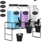 Liquid Laundry Detergent Dispenser, Three 2.2L Laundry Detergent Dispenser Glass Jar for Liquid Detergent, Fabric Softener- Laundry Soap Dispenser for Laundry Room Organization by GADFISH