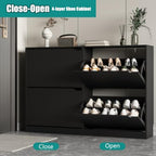Xixini Shoe Storage Cabinet for Entryway with 4 Flip Drawers, Sturdy Wood Hidden Shoe Storage, Freestanding Narrow Slim Shoe Organizer for Front Door Entrance, Living Room, Hallway, Bedroom, Black - Image 3