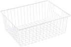 16" L x 12" W Wider Freezer Storage Organizer Baskets Container, Deep Metal Wire Chest Upright Refrigerator Divider Bins with Built-in Handles for Cabinet, Pantry, Closet, Kitchen, Pearl White - Image 2