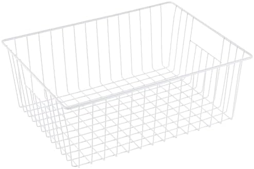 16" L x 12" W Wider Freezer Storage Organizer Baskets Container, Deep Metal Wire Chest Upright Refrigerator Divider Bins with Built-in Handles for Cabinet, Pantry, Closet, Kitchen, Pearl White - Image 2