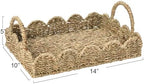 Household Essentials Seagrass Decorative Tray with Scalloped Edge, Handwoven Natural Wicker Organizer Basket with Handles & Iron Frame for Coffee Tables, Bathrooms & Countertops (Pack of 8) - Image 2