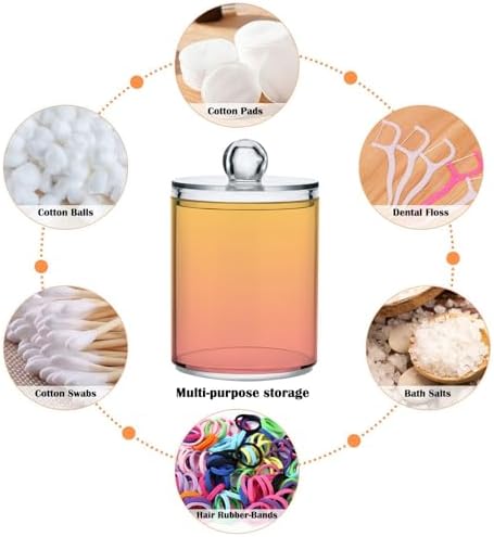 4 Pack Qtip Holder Dispenser with Lids,Orange Gradient Storage Containers,Bathroom Canisters Organizer for Cotton Ball,Cotton Swab,Cotton Round Pads,Floss 21214696 - Image 3