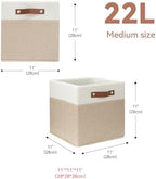 SNWDN 6 Pack Collapsible Fabric Storage Baskets with Handles (White/Beige 11x11x11 Inches) - Image 2