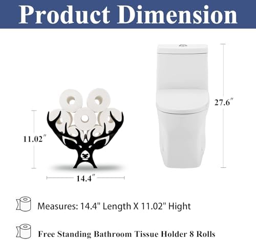 Antlers Toilet Tissue Holder,Animal Paper Holders,Decorative Metal Papers Holder,Funny Toilet Animal Storage for Bathrooms,Bathroom Paper Organizer for Extra 8 Rolls Free Standing Art Decor - Image 2