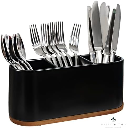DAILY RITMO® Black Countertop Silverware Holder by DAILYRITMO