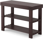 Sweetcrispy 3-Tier Shoe Rack Bench for Entryway, 27 Inches, Brown by Sweetcrispy