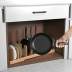 Pots and Pans Organizer Under Cabinet,Bamboo Pot Lid Organizer - Image 6