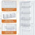 VyGrow Over The Door Organizer, Metal Door Organizer Hanging with 5 Adjustable Baskets and Coat Hook, Behind The Door Storage for Bedroom Closet Bathroom Pantry Cabinet Kitchen, White - Image 5