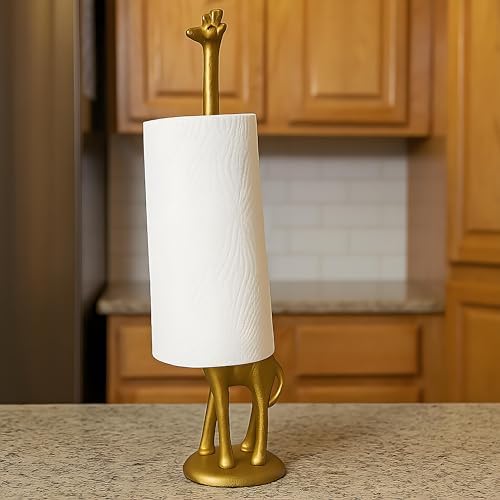 Giraffes Paper Towel Holder Cast Iron Paper Towel Holder Funny Toilet Paper Holder for The Floor or Counter in The Kitchen or Bathroom Bronze Rustic - Image 2